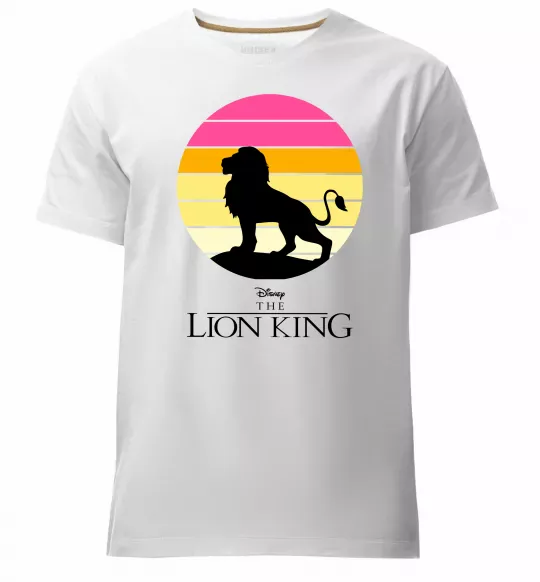 Мужская премиум футболка Lion king sunset Белый фото
