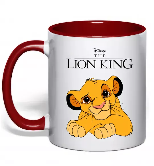 Чашка с цветной ручкой The Lion king Simba Красный фото