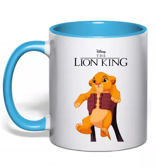 Чашка з кольоровою ручкою Король Лев Сімба Блакитний фото