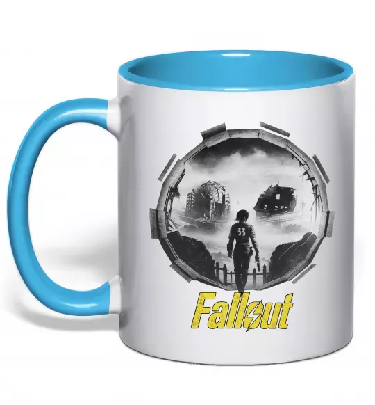 Чашка с цветной ручкой Portal Fallout Голубой фото