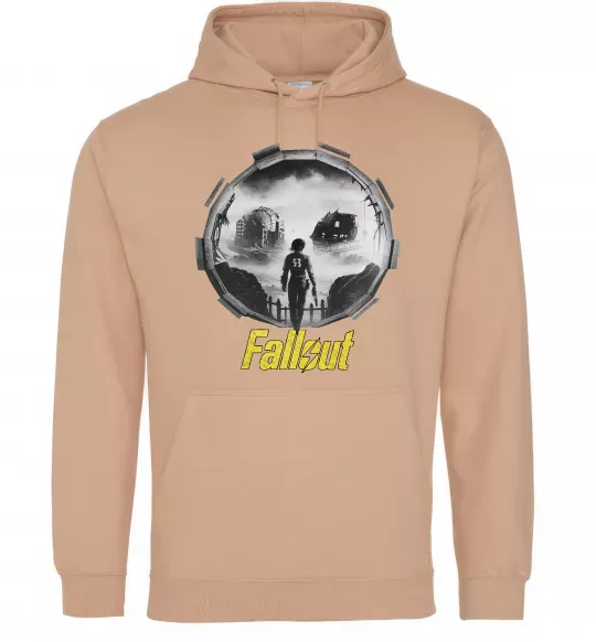Мужская толстовка (худи) Portal Fallout Песочный фото