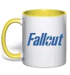 Чашка с цветной ручкой Fallout logo Солнечно желтый фото