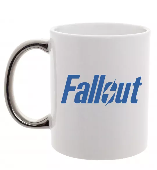 Чашка с цветной ручкой Fallout logo Серебро фото