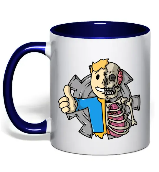 Чашка з кольоровою ручкою Half vault fallout Глибокий темно-синій фото