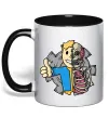 Чашка з кольоровою ручкою Half vault fallout Чорний фото