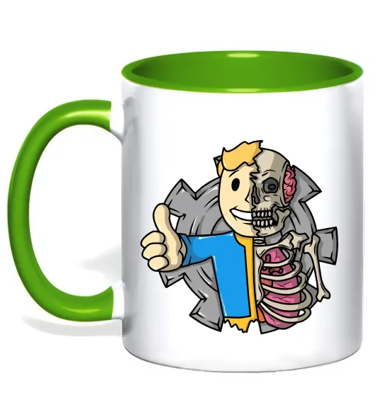 Чашка с цветной ручкой Half vault fallout Лаймовый фото