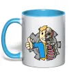 Чашка з кольоровою ручкою Half vault fallout Блакитний фото