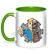 Чашка з кольоровою ручкою Half vault fallout Зелений фото