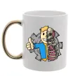 Чашка з кольоровою ручкою Half vault fallout Золото фото