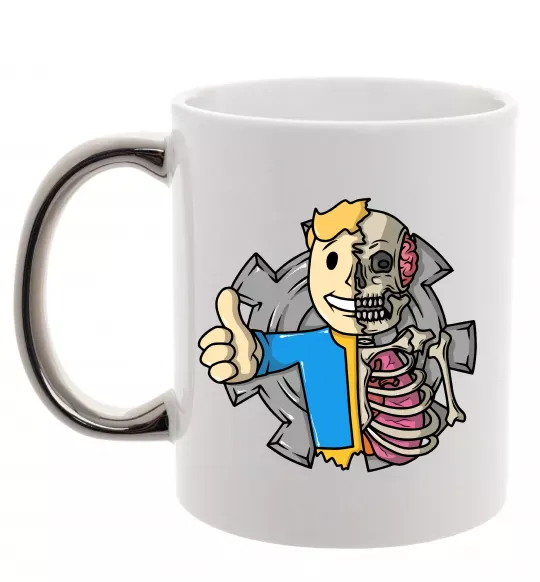Чашка з кольоровою ручкою Half vault fallout Срібло фото
