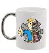 Чашка з кольоровою ручкою Half vault fallout Срібло фото