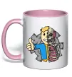 Чашка з кольоровою ручкою Half vault fallout Ніжно рожевий фото