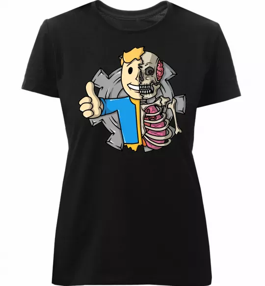 Женская премиум футболка Half vault fallout Черный фото