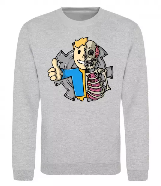 Свитшот Half vault fallout Серый меланж фото