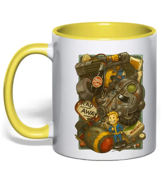 Чашка с цветной ручкой Fallout pack Лимонный фото