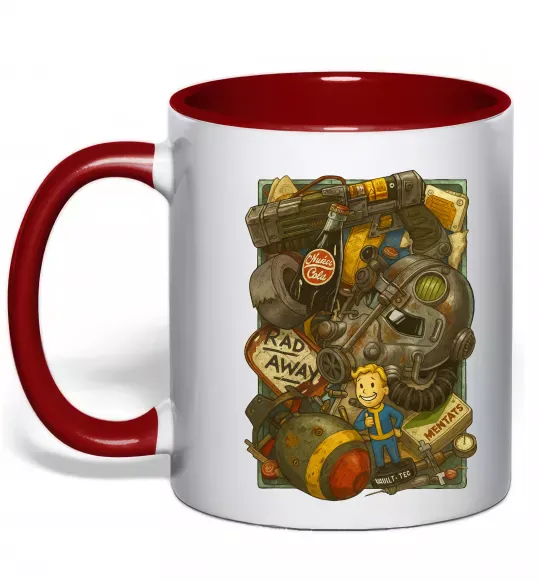 Чашка з кольоровою ручкою Fallout pack Червоний фото