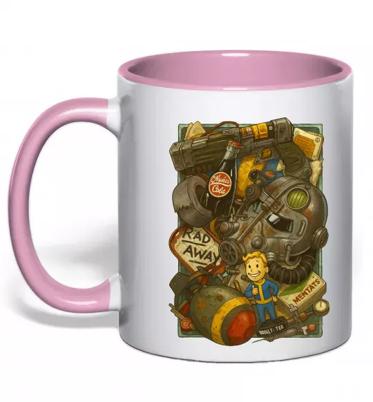 Чашка з кольоровою ручкою Fallout pack Ніжно рожевий фото