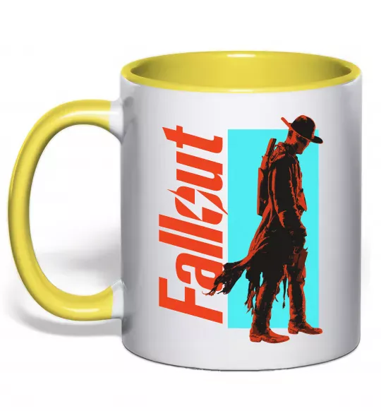 Чашка с цветной ручкой Fallout ghoul Солнечно желтый фото