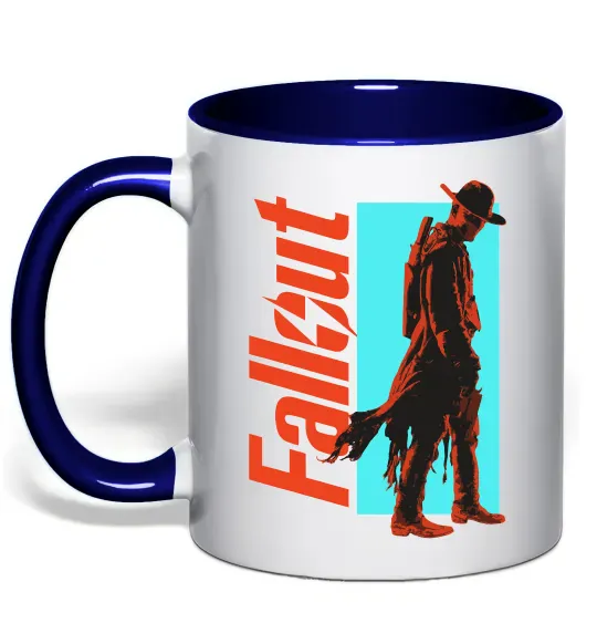 Чашка с цветной ручкой Fallout ghoul Глубокий темно-синий фото