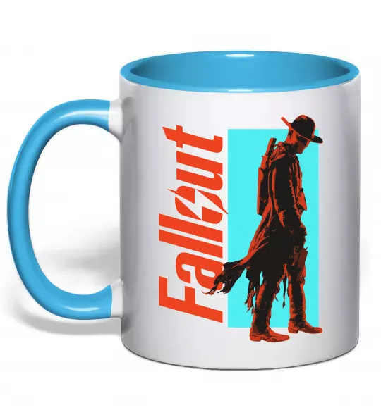 Чашка с цветной ручкой Fallout ghoul Голубой фото