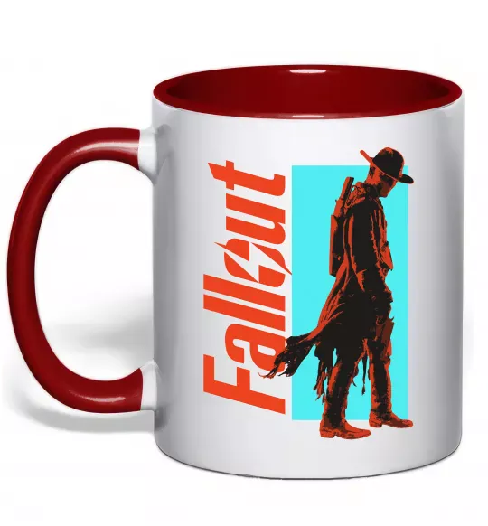 Чашка с цветной ручкой Fallout ghoul Красный фото