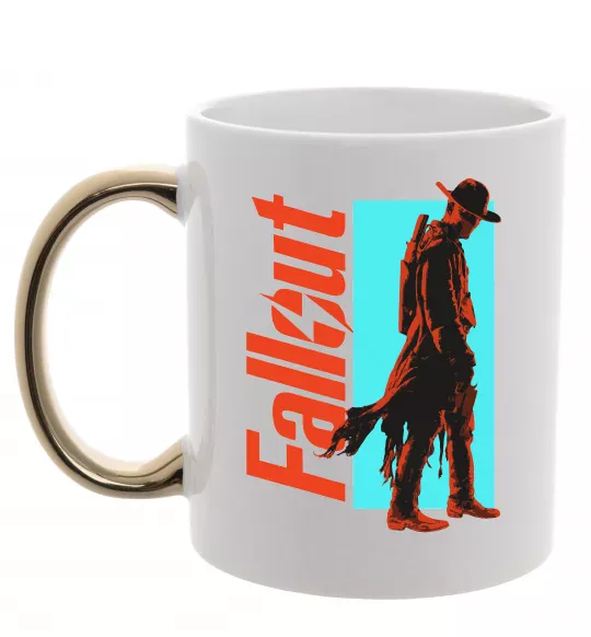 Чашка с цветной ручкой Fallout ghoul Золото фото