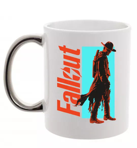 Чашка с цветной ручкой Fallout ghoul Серебро фото