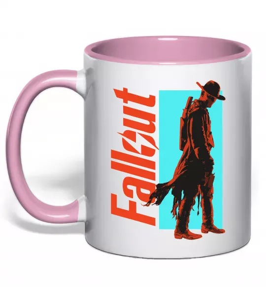 Чашка с цветной ручкой Fallout ghoul Нежно розовый фото