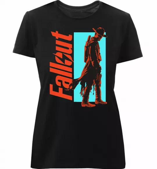 Женская премиум футболка Fallout ghoul Черный фото