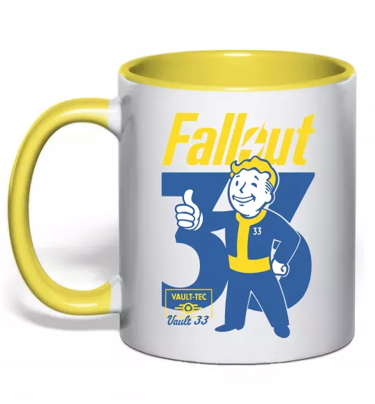 Чашка с цветной ручкой Fallout 33 Солнечно желтый фото