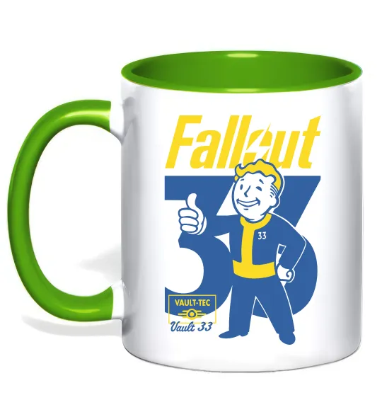 Чашка с цветной ручкой Fallout 33 Лаймовый фото