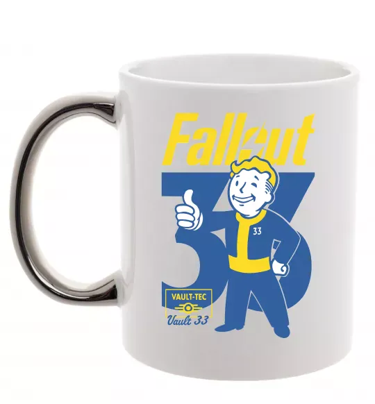 Чашка с цветной ручкой Fallout 33 Серебро фото