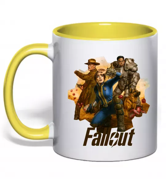 Чашка з кольоровою ручкою Fallout art Сонячно жовтий фото