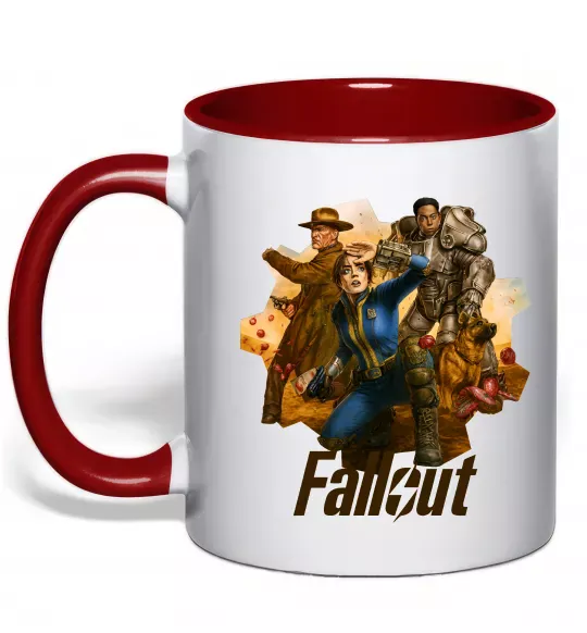 Чашка з кольоровою ручкою Fallout art Червоний фото