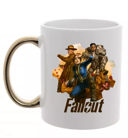 Чашка з кольоровою ручкою Fallout art Золото фото