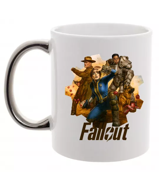 Чашка з кольоровою ручкою Fallout art Срібло фото