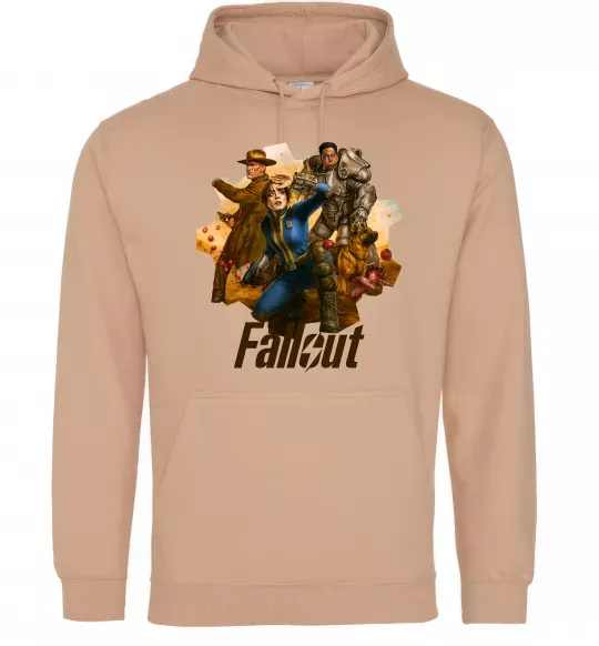 Мужская толстовка (худи) Fallout art Песочный фото