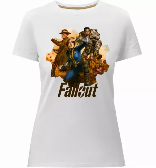 Женская премиум футболка Fallout art Белый фото