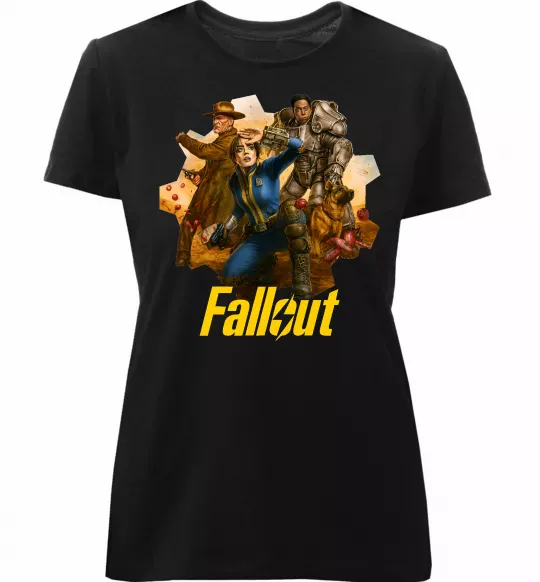 Женская премиум футболка Fallout art Черный фото