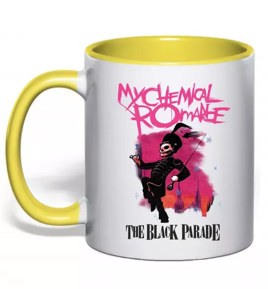 Чашка с цветной ручкой The black parade Солнечно желтый фото