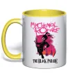 Чашка з кольоровою ручкою The black parade Лимонний фото