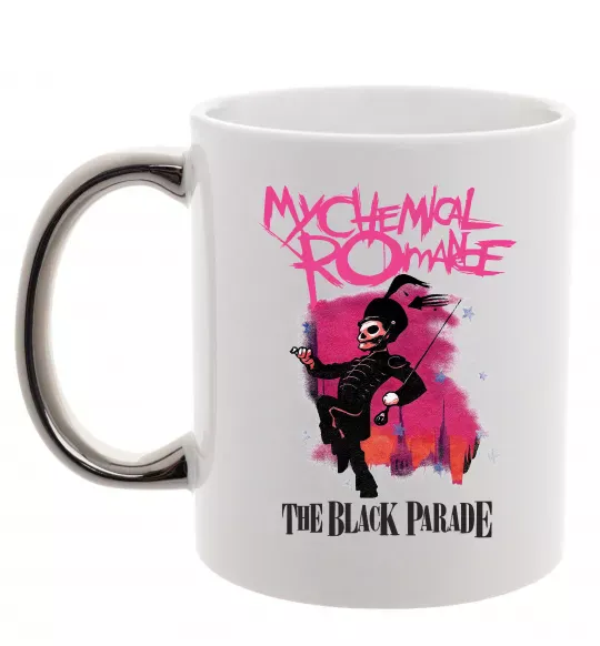 Чашка с цветной ручкой The black parade Серебро фото