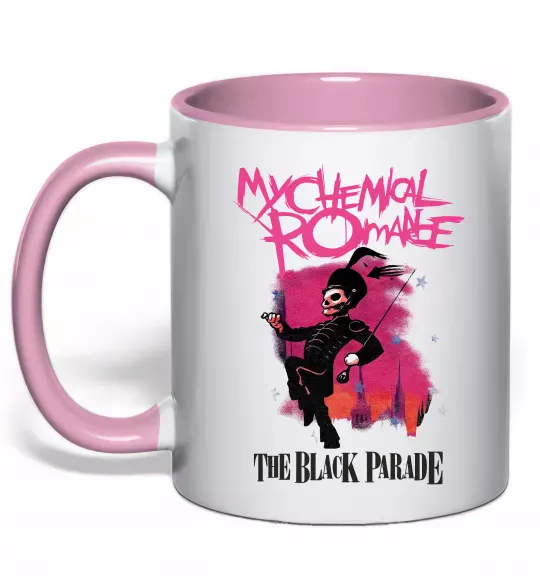 Чашка с цветной ручкой The black parade Нежно розовый фото