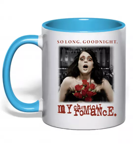 Чашка с цветной ручкой So long good night Голубой фото