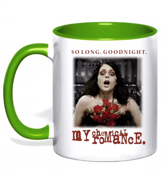 Чашка с цветной ручкой So long good night Зеленый фото