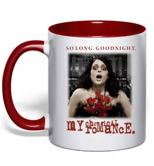 Чашка с цветной ручкой So long good night Красный фото