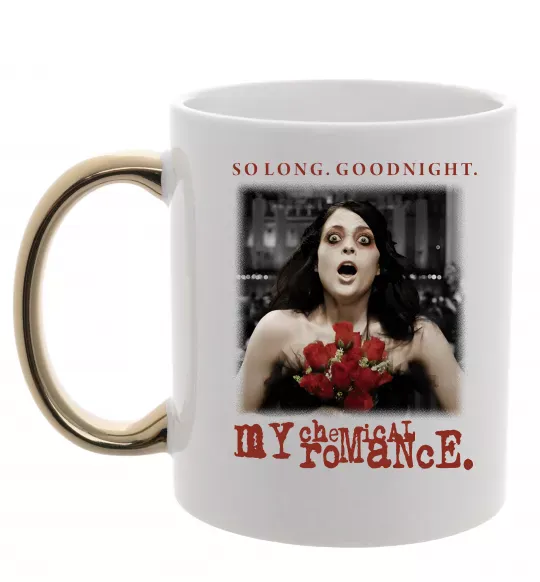 Чашка с цветной ручкой So long good night Золото фото