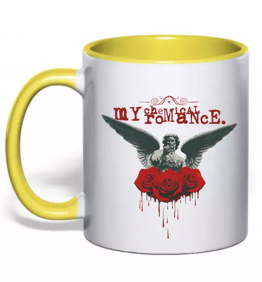 Чашка з кольоровою ручкою Roses angel My Chemical Romance Сонячно жовтий фото