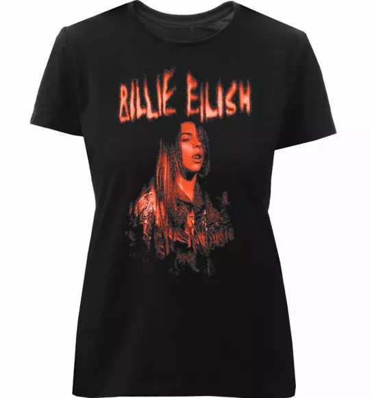 Жіноча преміум футболка Billie Eilish red Чорний фото