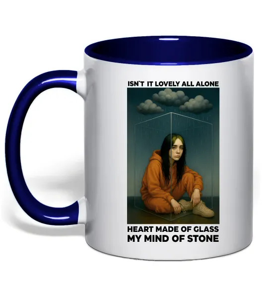 Чашка с цветной ручкой Isn`t it lovely all alone Глубокий темно-синий фото